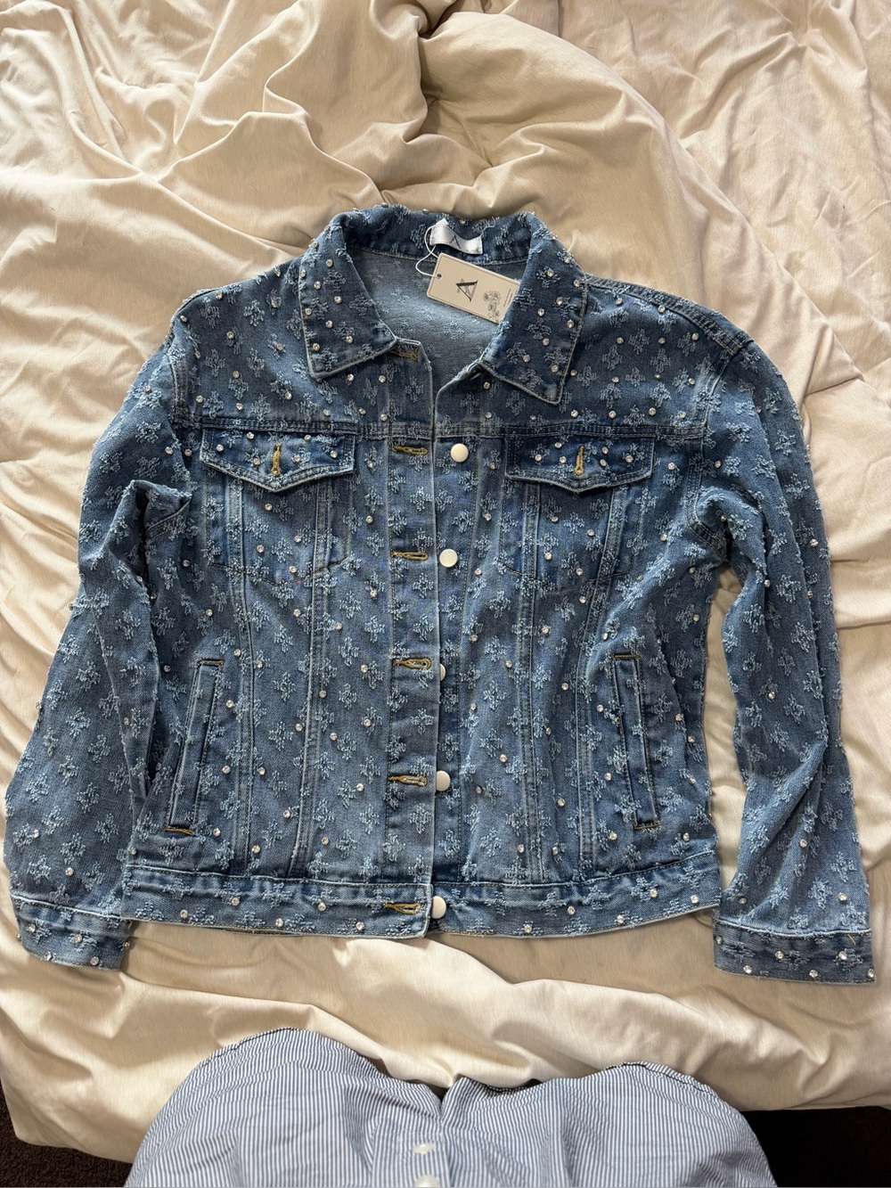 AZ Women’s Embellished Blue Denim Jacket - Designer Style